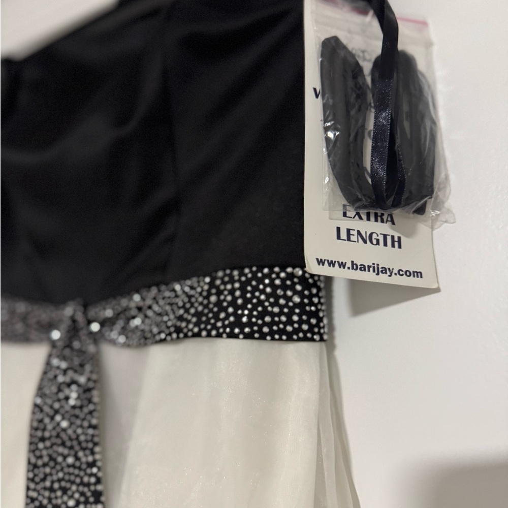 Bari Jay Black and White Strapless Gown - Picture 6 of 11